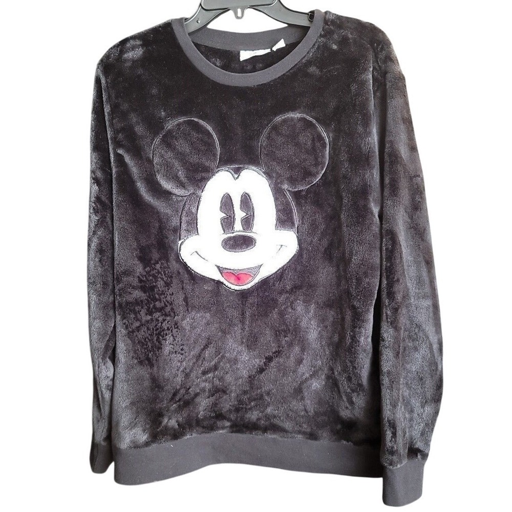 Disney Mickey Mouse‎ Black Velour Plush Pullover adult Medium
